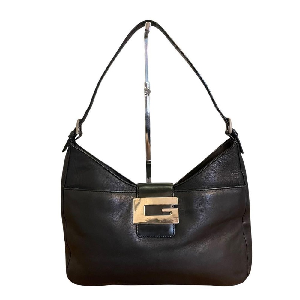 GUCCI G Hardware One-Shoulder Bag Handbag Black Leather Authentic From Japan