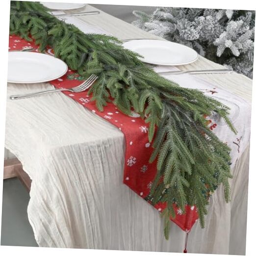 6Ft Realistic White-Green Pine Christmas Garland for Festive Decor