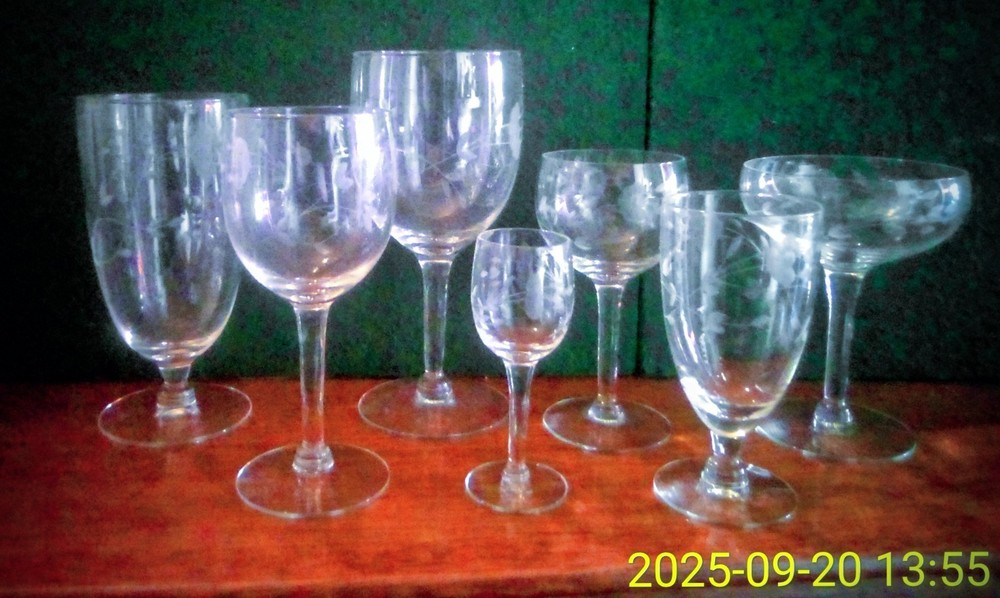 Princess Crystal House Heritage 8 Different Wine Glasses