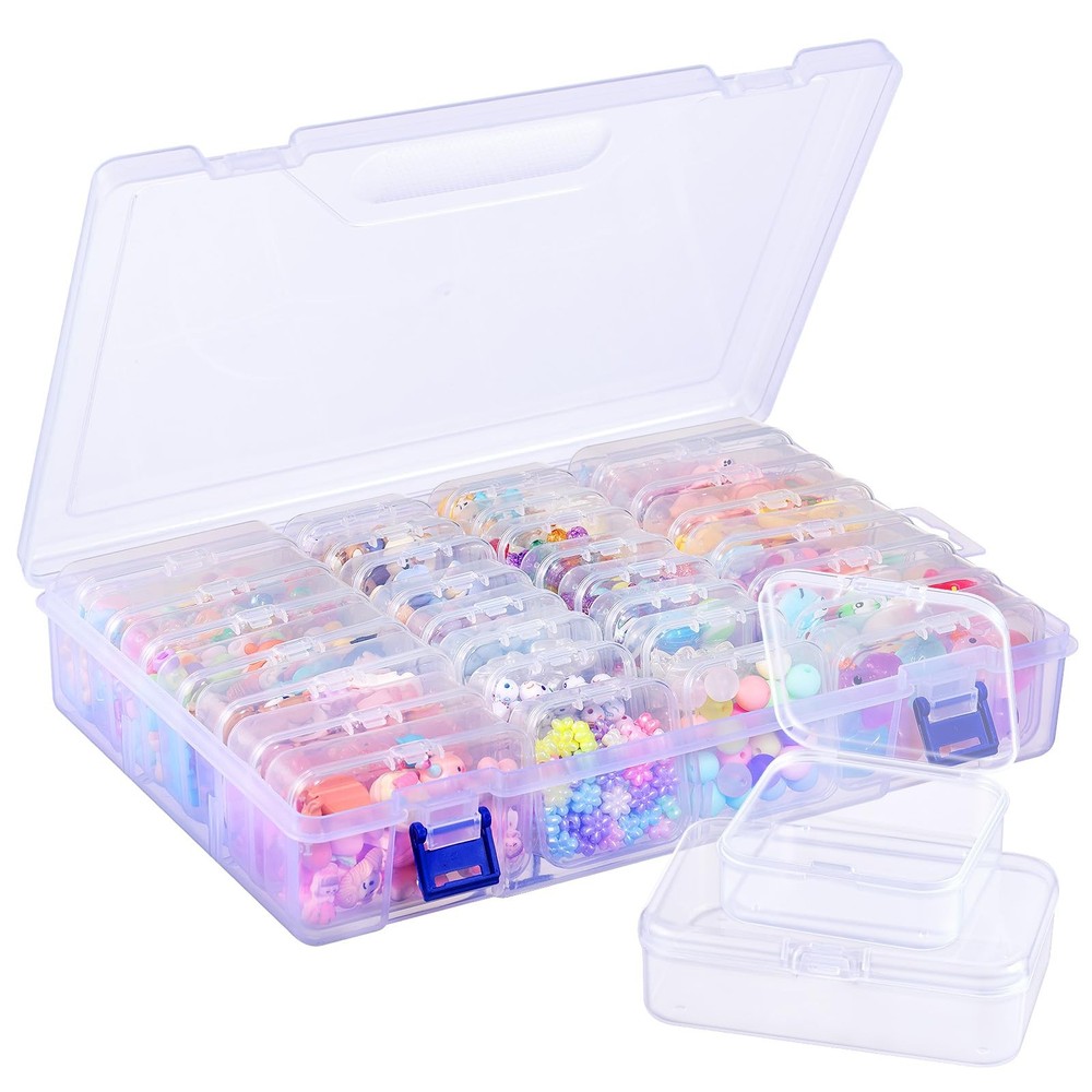 Clear Bead Organizer Set, 30 Pcs Small Plastic Containers with Lids, 2 Sizes ...