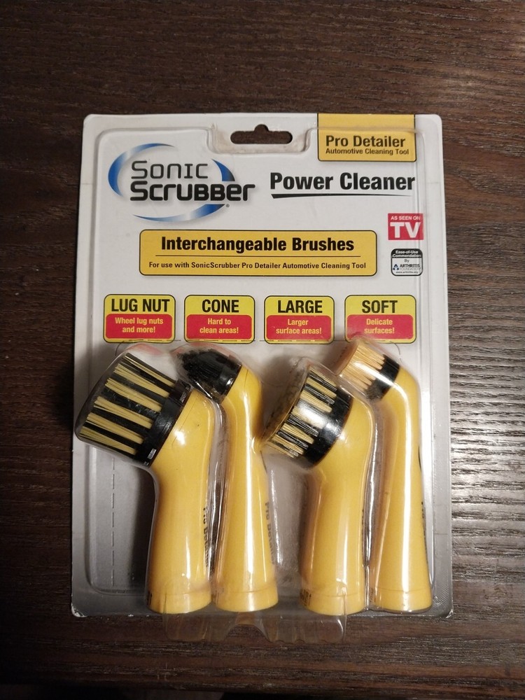 Sonic Scrubber Pro Detailer Power Cleaner Interchangeable Brushes New.