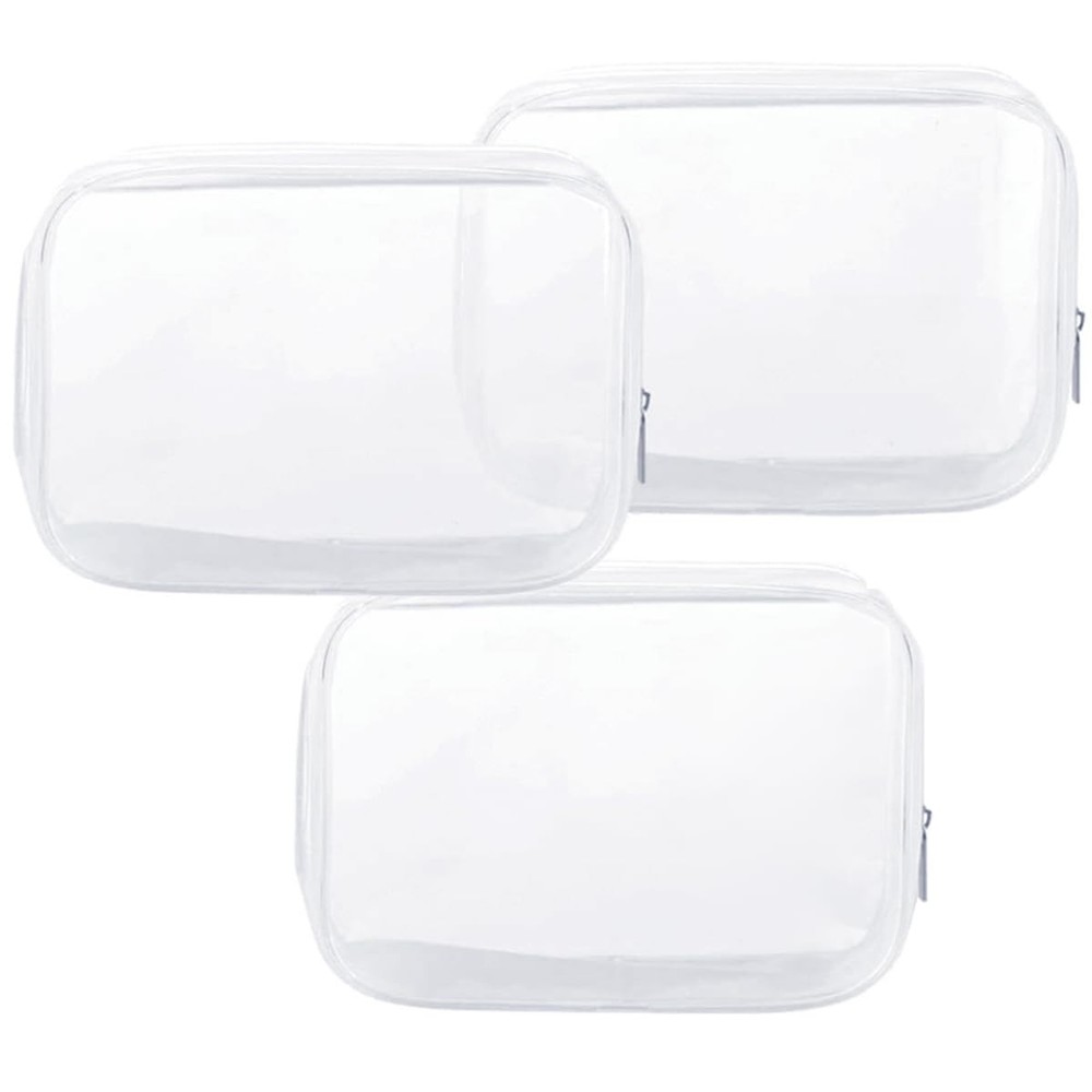 Clear TSA-Approved Plastic Zippered Toiletry Bag Portable Travel Pouch