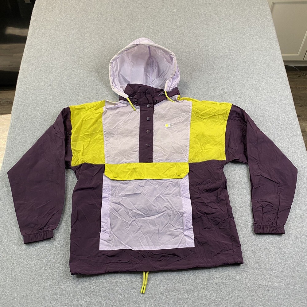 Champion Jacket Womens Medium Packable Anorak Windbreaker Color Block Y2K VTG