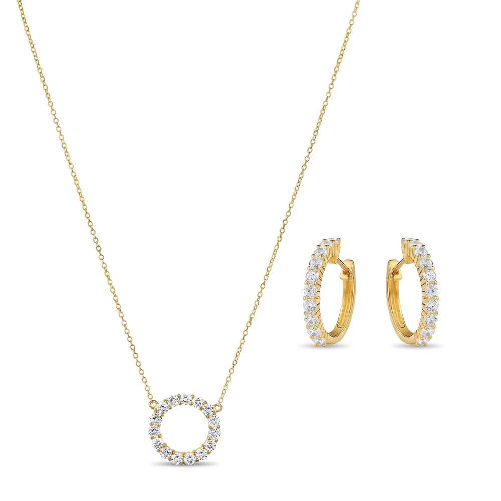 Cubic Zirconia Eternity Necklace and Earring Set in Sterling Silver