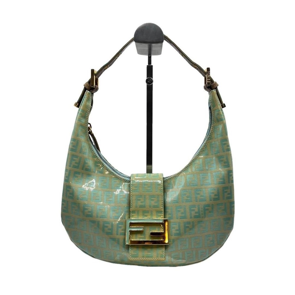 FENDI FF Zucca Shoulder Bag PVC Green Authentic G06263799