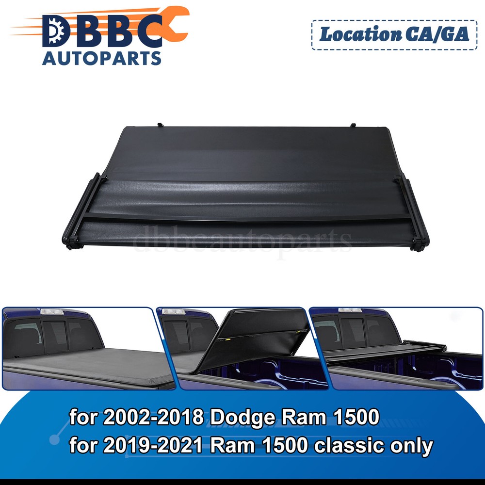 6.4Ft Quad Fold Tonneau Bed Cover For 2002-2024 Dodge Ram 1500 2500 3500