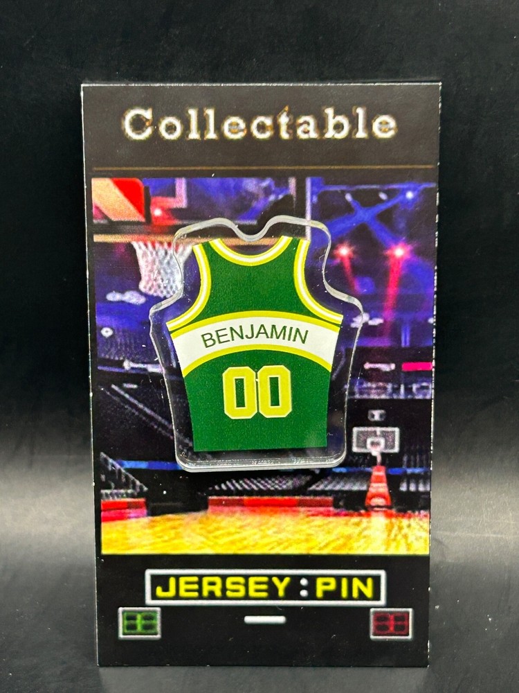 Seattle Supersonics Benoit Benjamin retro jersey lapel pin collectible