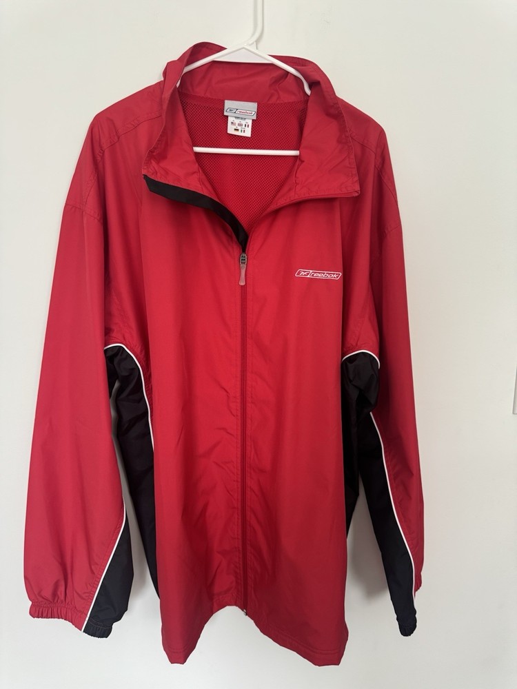 Reebok Vintage Y2K Windbreaker Jacket Men’s XL Red/Black Full Zip