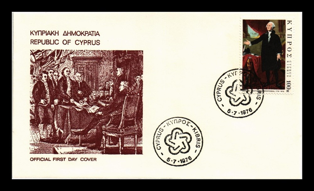 DR JIM STAMPS CYPRUS FIRST DAY COVER AMERICAN INDEPENDENCE BICENTENNIAL