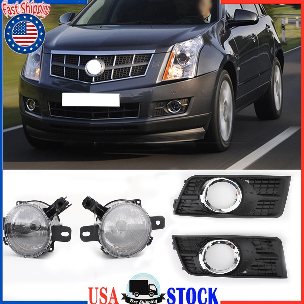 4X L&R Car Front Bumper Fog Lamps Driving Light Covers For Cadillac SRX 10-16 US