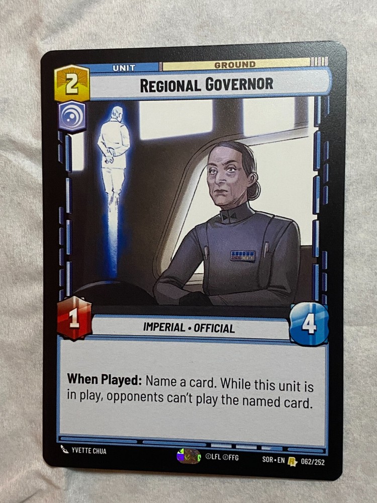 STAR WARS UNLIMITED TCG SoR REGIONAL GOVERNOR Rare Card NM