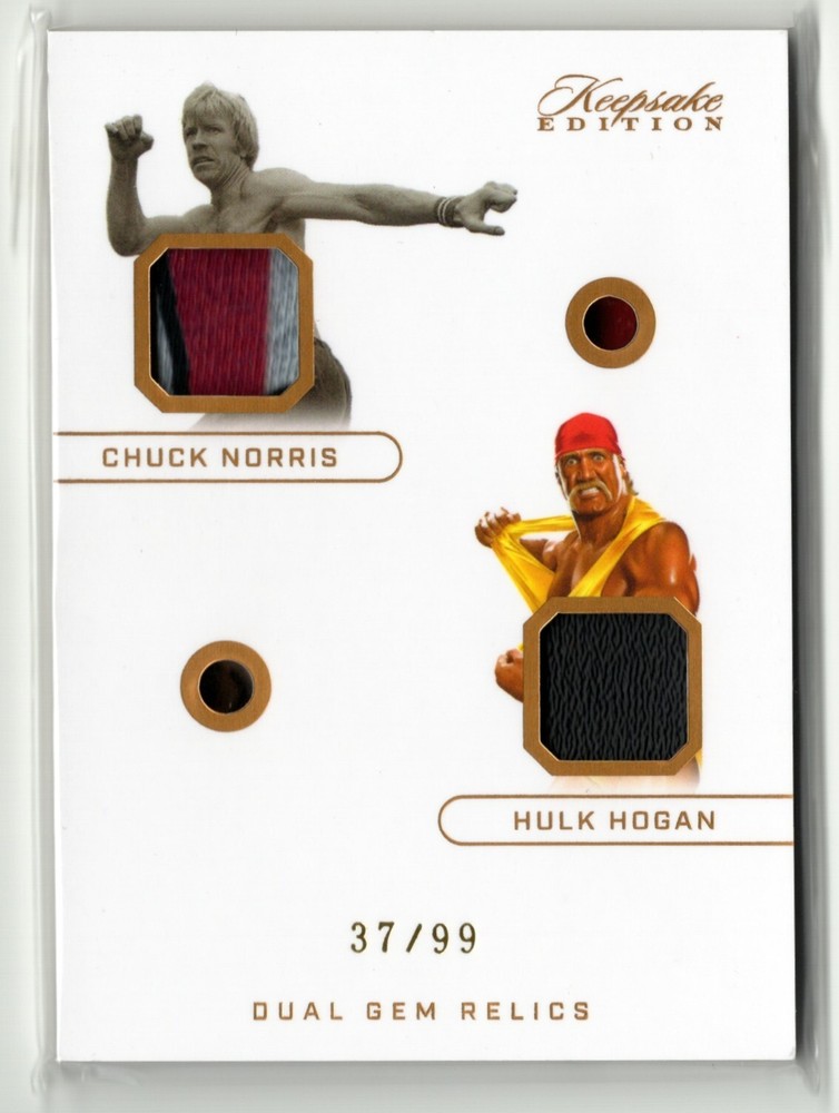 Chuck Norris and Hulk Hogan Dual Gem Relics Super Break Keepsake 37 of 99