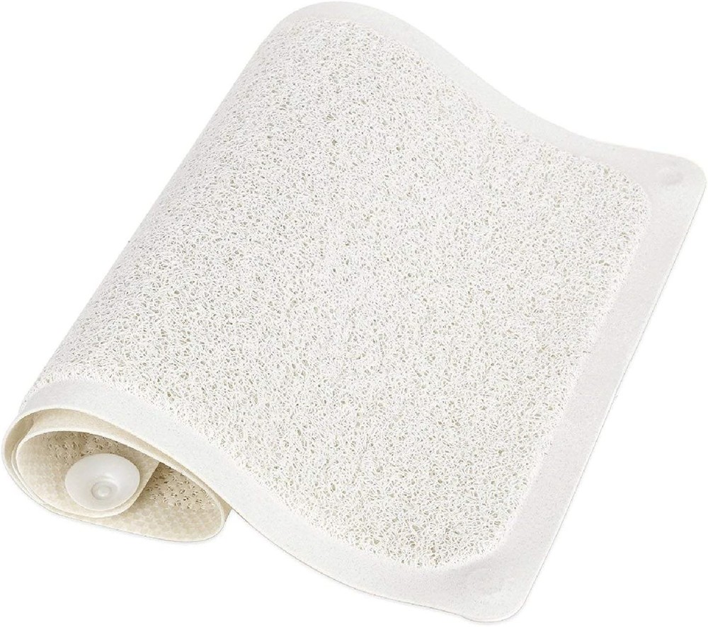 Non-Slip Huji Loofah Shower Mat 29x17 Inches White Super Absorbent