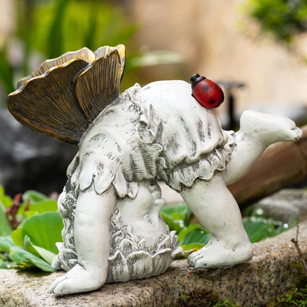 Garden Flower Fairy Outdoor Solar Decor,Fairy Garden Sculpture,Resin Ornament...