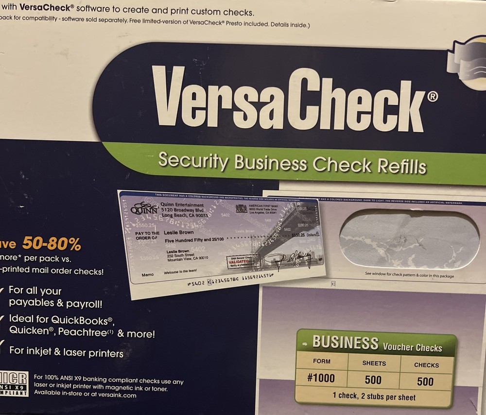 VersaCheck Security Business Check Refills Form #1000 Vouchers - 500 Sheet-image