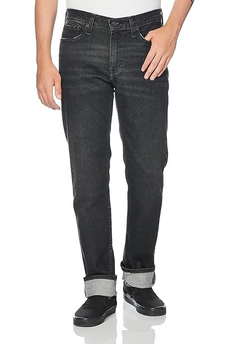 GUESS Eco Encore Black Wash Denim Jeans Cotton Straight Leg Slim Fit 38 x 32