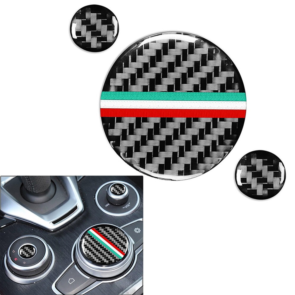 Carbon Fiber Center Console Knob Cover for Alfa Romeo Giulia 2020-2021