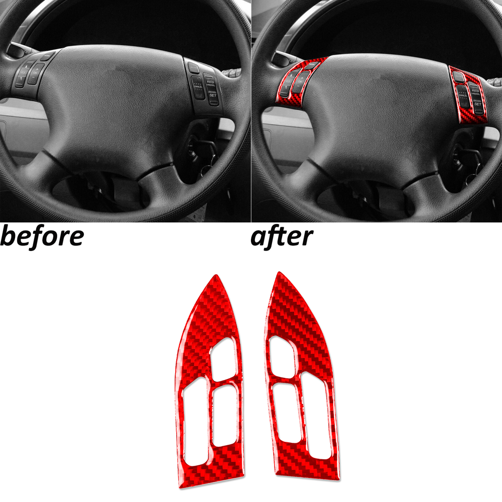 Red Carbon Fiber Steering Wheel Button Trim for 2005-2010 Honda Odyssey