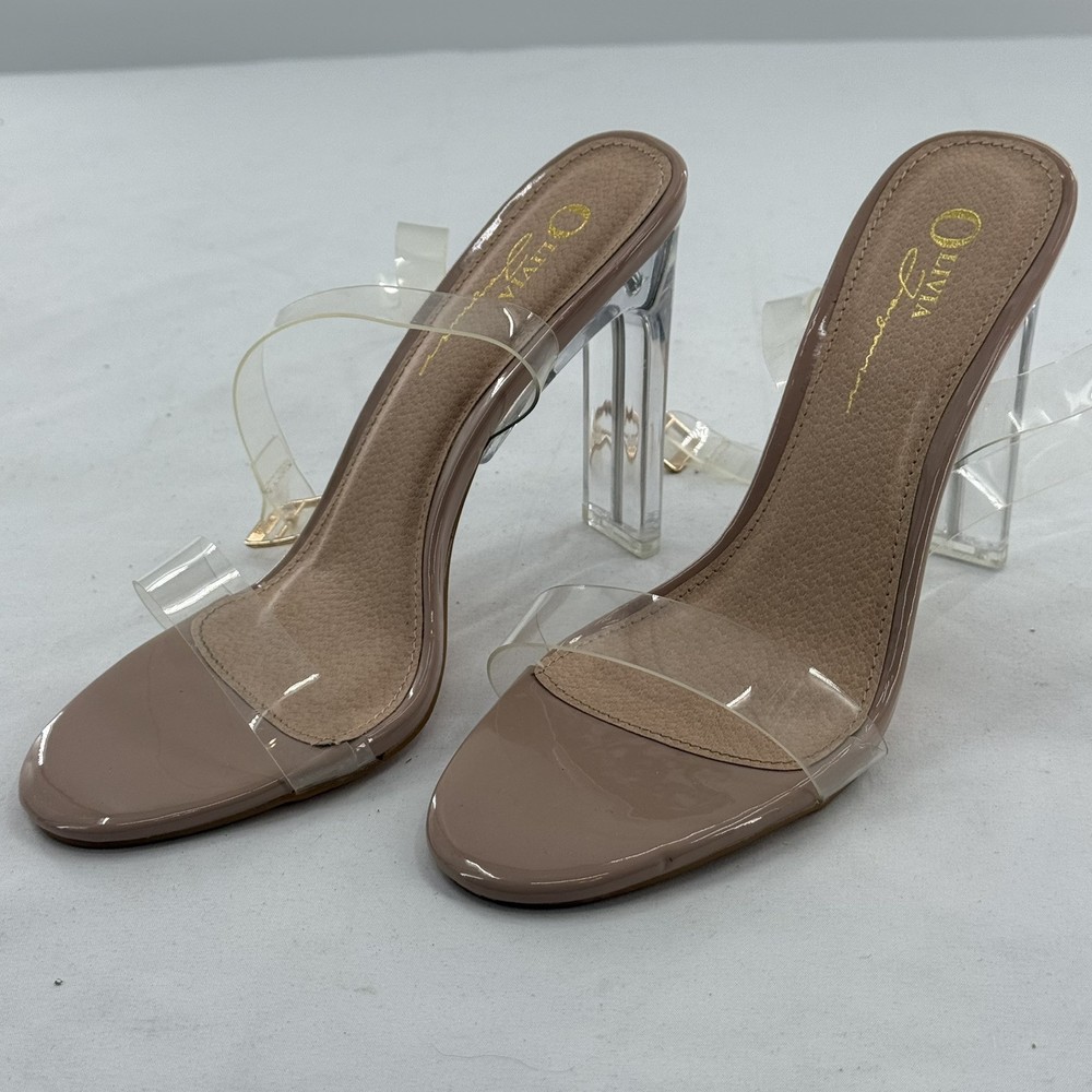 Olivia Ferguson Women's Clear Plastic Block Heels Shoes Size 7