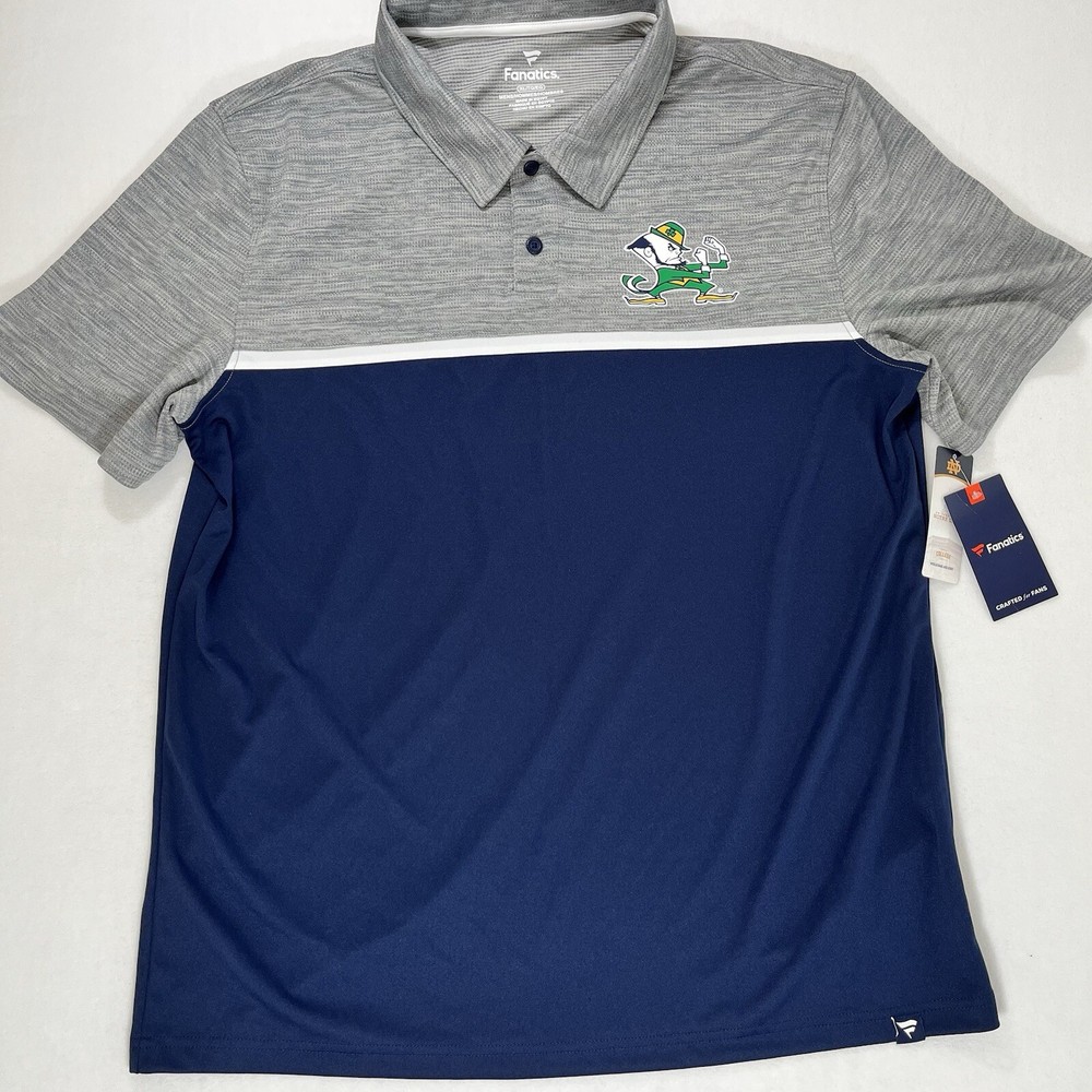 Fanatics Notre Dame Men's XL Polo Shirt Fighting Irish Blue Short Sleeve New