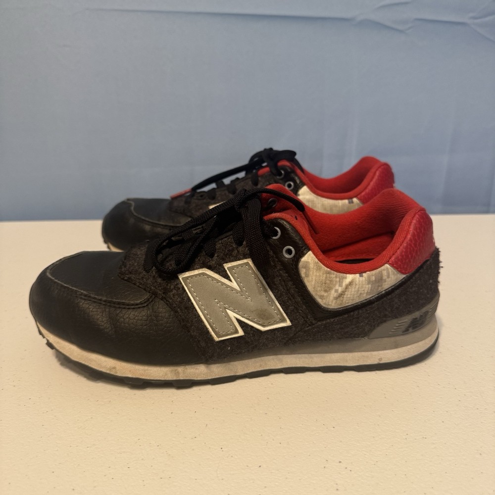 New Balance 574 Big Kids Running Shoes Sneakers KL574FWG - Black/Grey/Red Boys 6