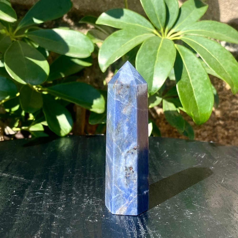 75G Natural blue striped stone crystal Obelisk quartz crystal energy column