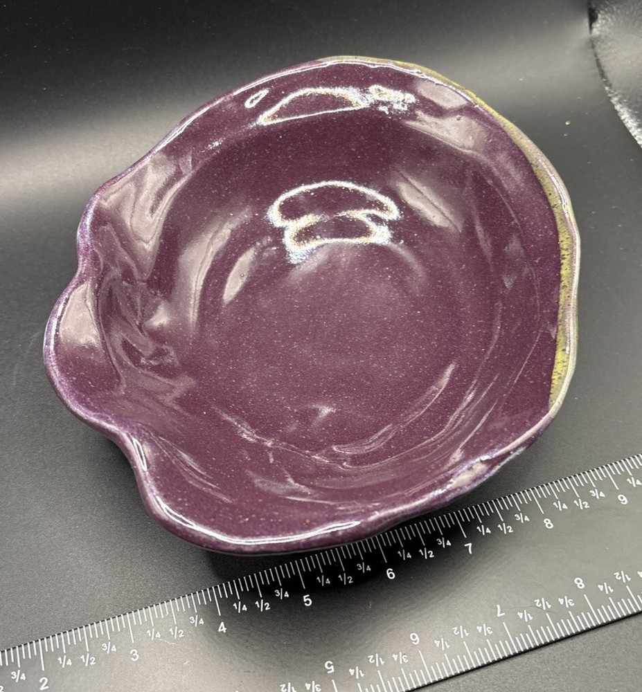 Deep South Pottery USA Glazed  Bowl Purple With A Hint of green