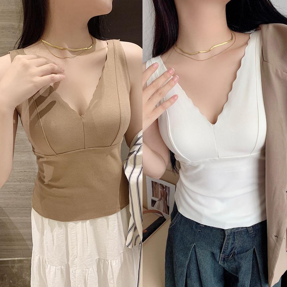 Thermal Underwear Vest V neck Slimming Design with Bra Pads For Women♫ J3D3