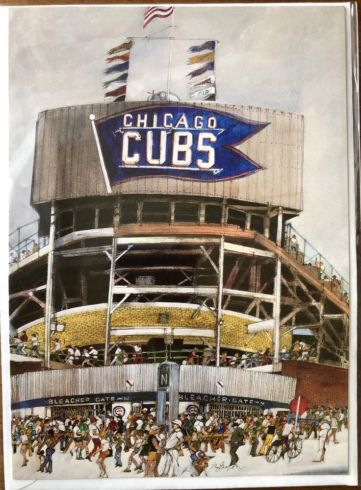 NEW Unused Chicago Cubs Wrigley Field Franklin McMahon Notecard Art Painting