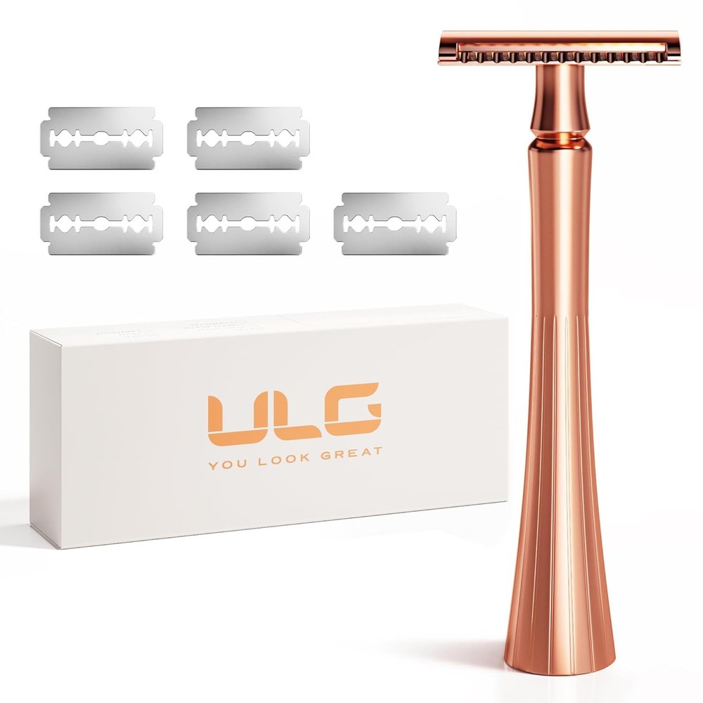 Rose Gold Double Edge Safety Razor with Single Blade-image