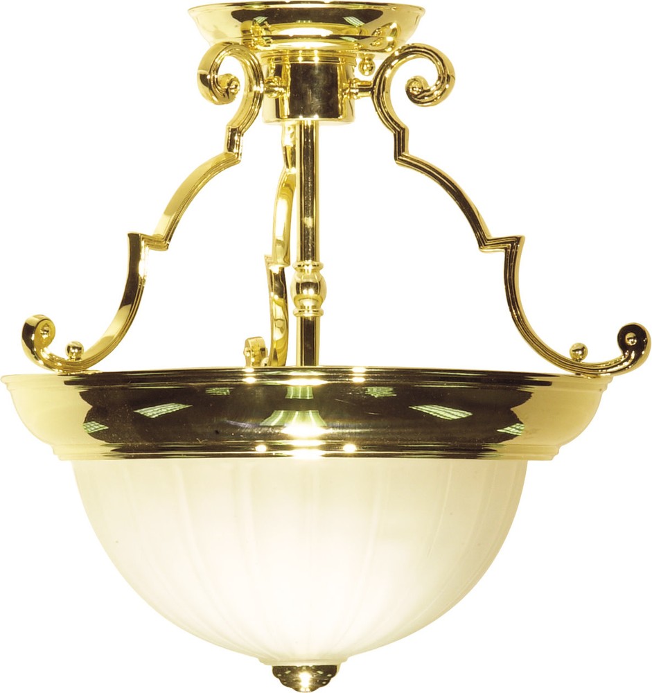 Nuvo Lighting 76/434 Brass 2-Light 13-Inch Semi-Flush Ceiling Fixture
