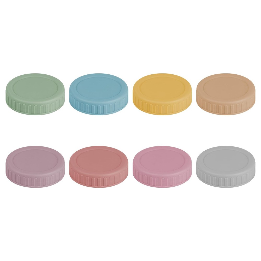Vaincre 8PCS Mason Jar Lids - Colored Plastic regular, Multicolored