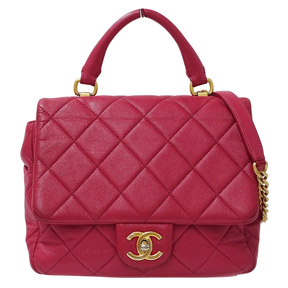 Chanel Bag Matelasse Shoulder Top Handle Pink Chain 478728
