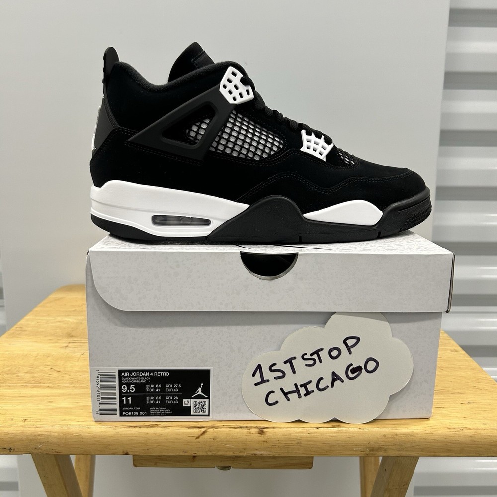 Air Jordan 4 Retro White Thunder FQ8138-001 Men’s Size 9.5 Authentic NEW