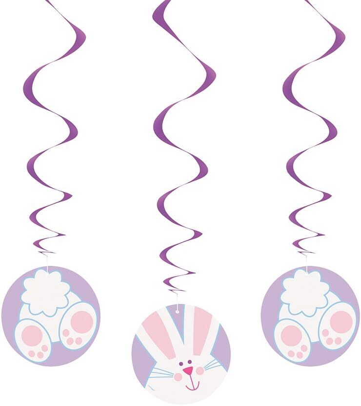 Easter Party Decorations Bunny Hanging Swirls Decoration with Cutout 66cm Long