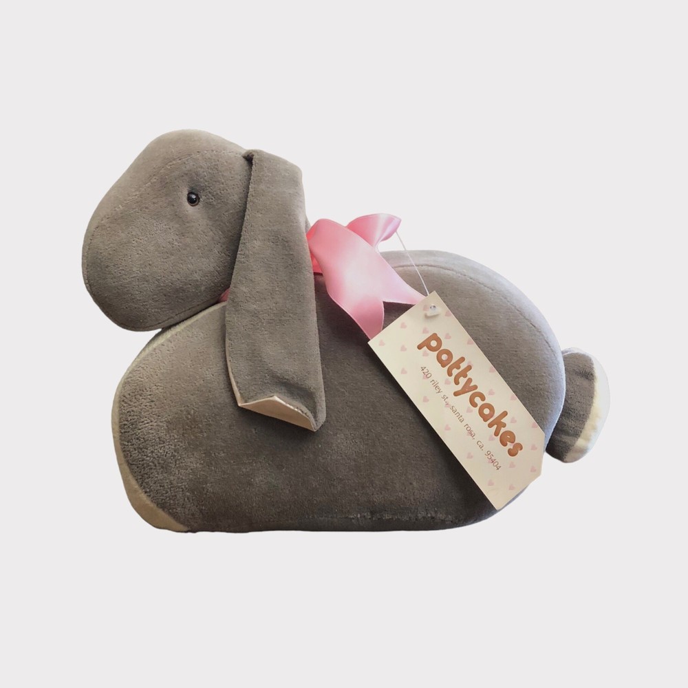 Pattycakes Easter Bunny Rabbit Plush 12” Grey Brown Eyes Pillow Animal Toy