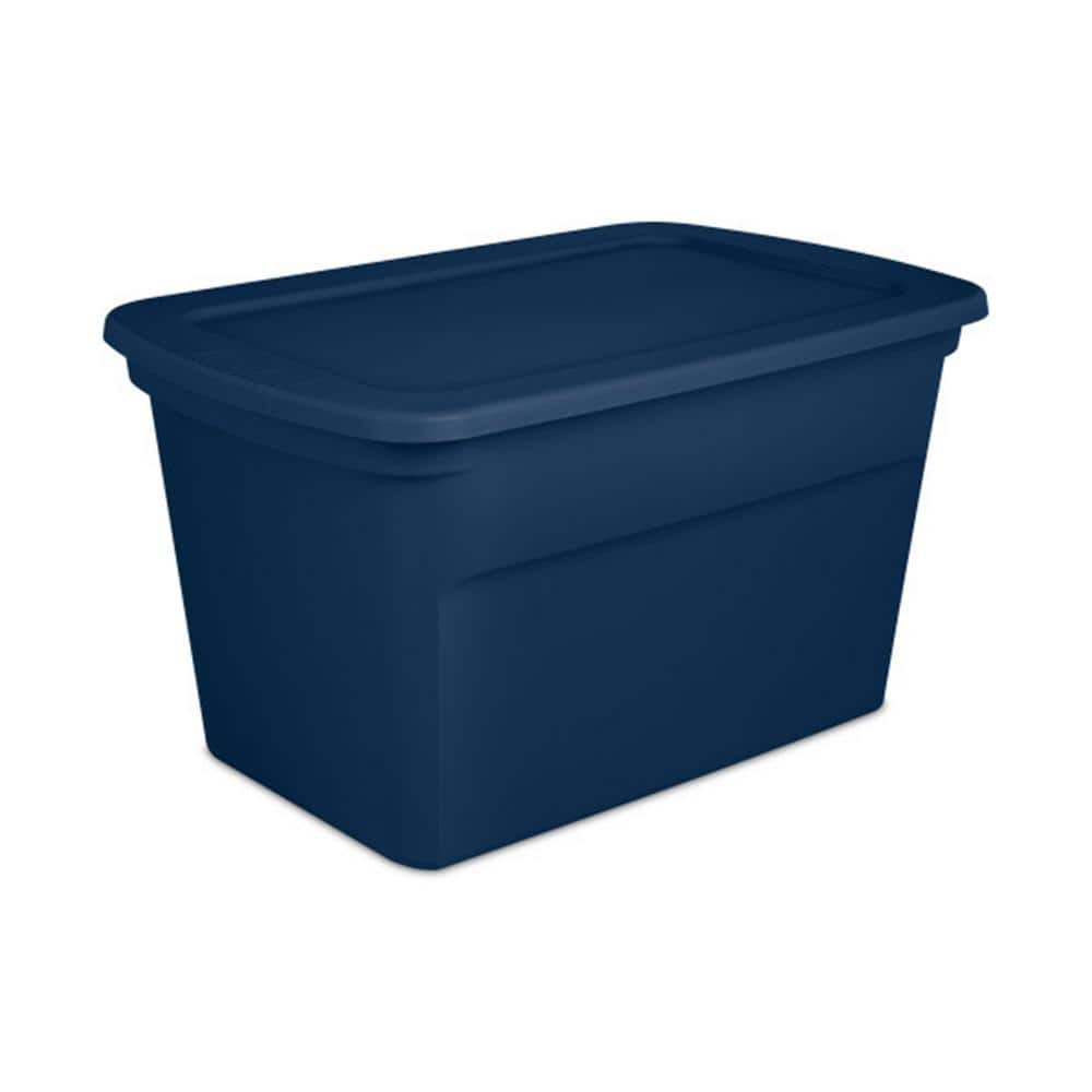 Stackable 30-Gallon Blue Storage Tote with Lids (6-Pack)