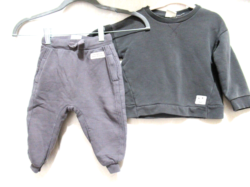 Zara Toddler Size 12/18M & 2/3 Years Gray Cotton Joggers & Sweatshirt Set