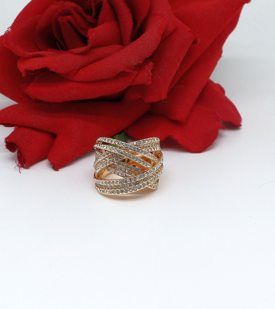 NWOT JTV Sparkling  Gold tone Cocktail  Ring Size 10 CAT RESCUE