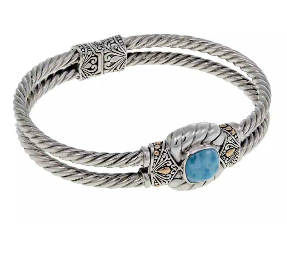 Bali Designs by Robert Manse Sterling Silver Larimar Bangle Bracelet 6
