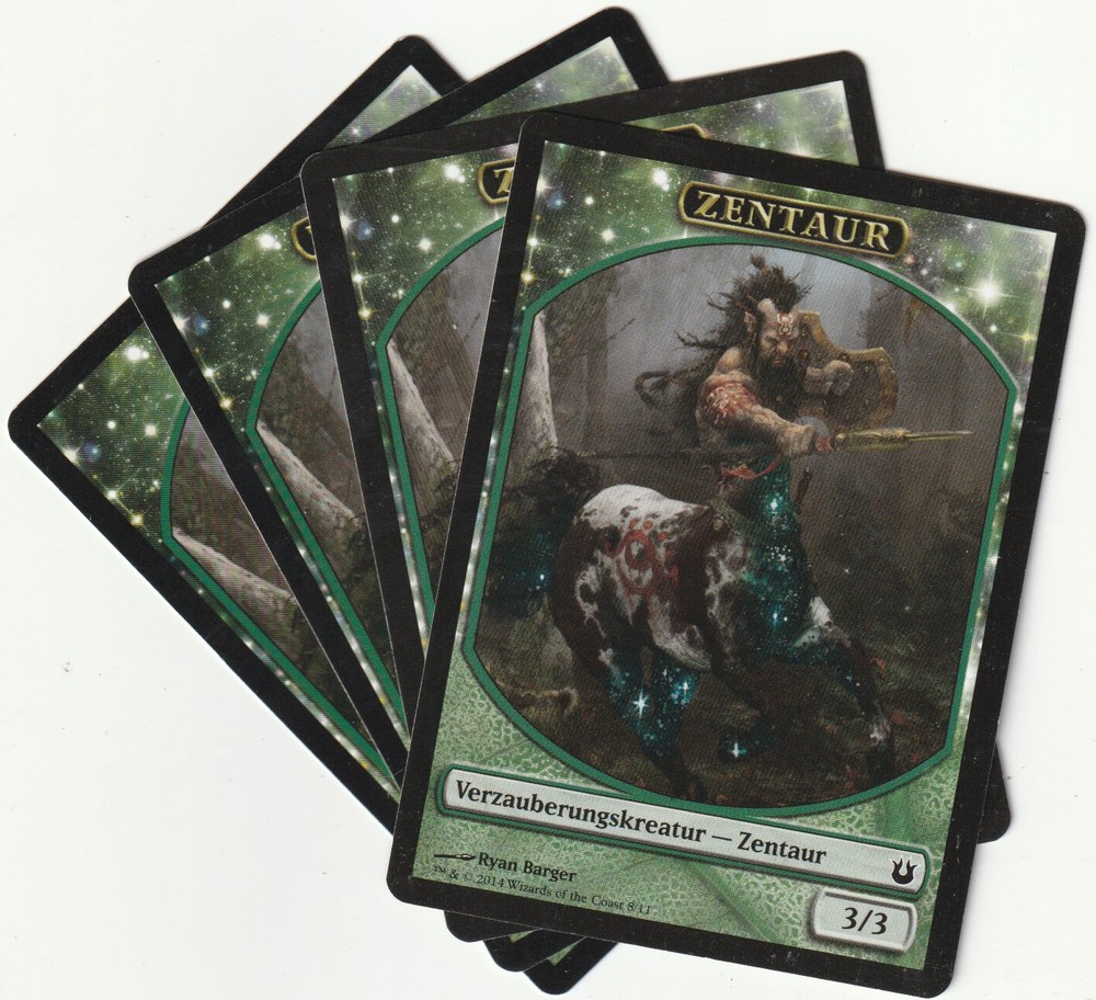 4 MTG Centaur Green Creature Tokens - Magic The Gathering Playset Excellent  