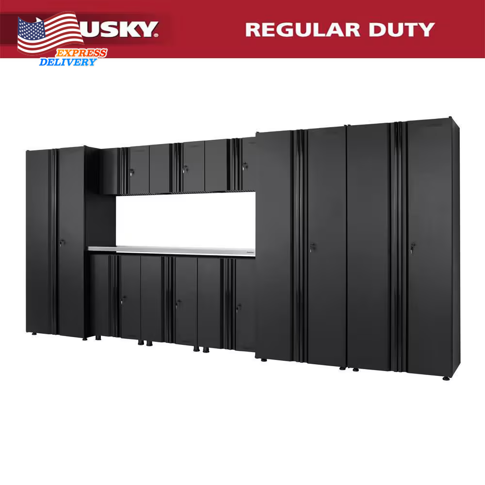 10-Piece Regular Duty Welded Steel Garage Storage System in Black