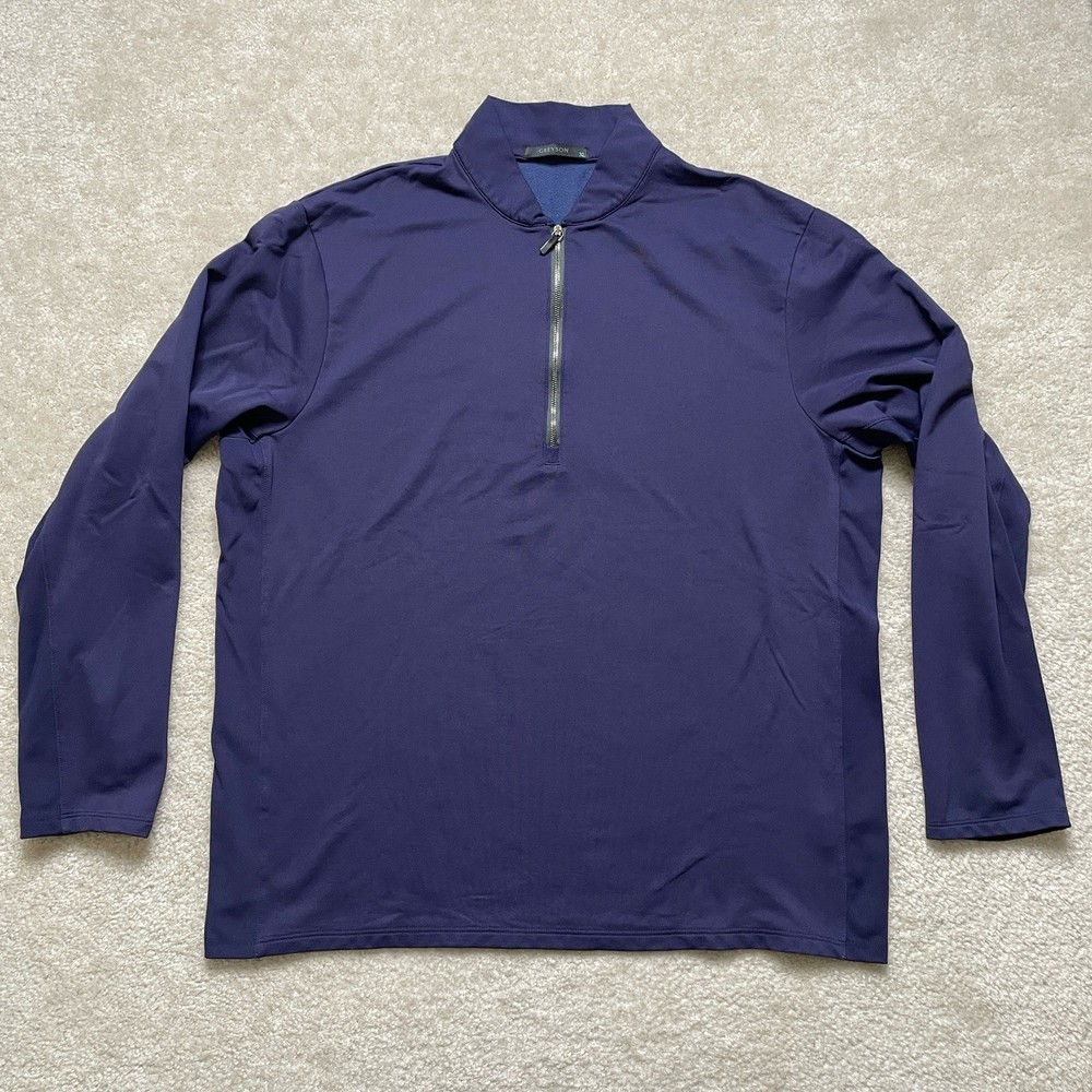 Greyson Siasconset Quarter Zip Pullover Blue Mens XL Golf Performance