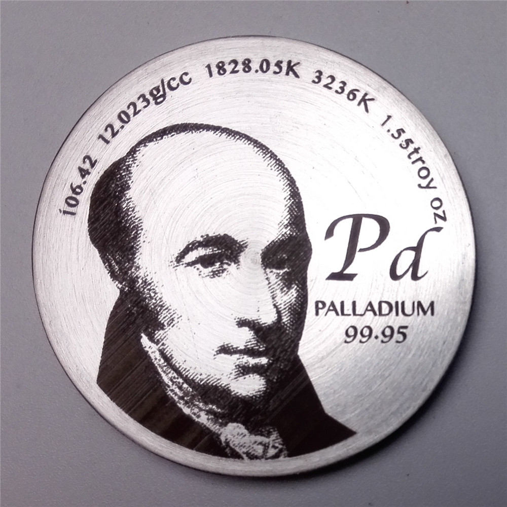 PreSale Tribute to Discoverer of Palladium 1.5 inch 38.1mm diameter Pure Pd Coin-image
