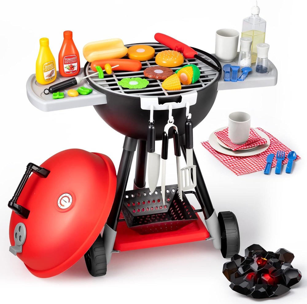 34 PCS Kitchen Toy Set, Toy BBQ Grill Set, Cooking Toy Set