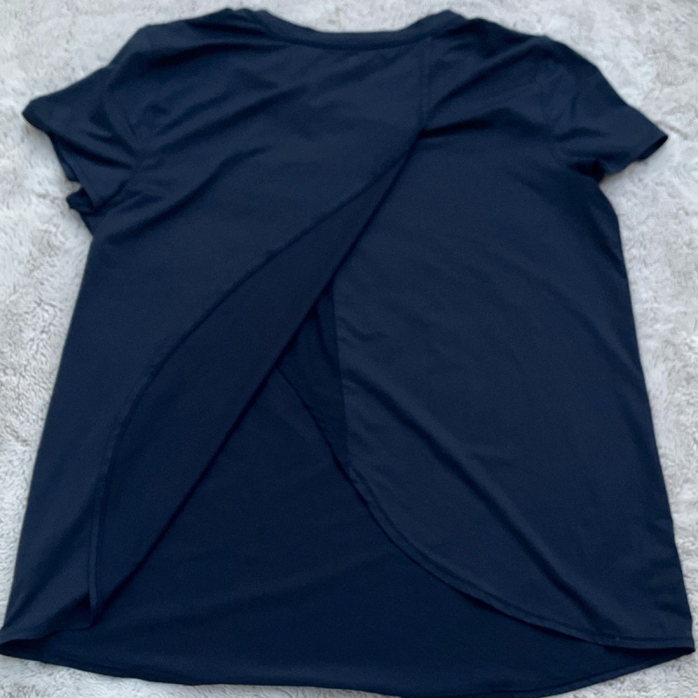 Athleta Navy Short Sleeve Crew Neck Stretch T-Shirt Nylon Lycra Size M