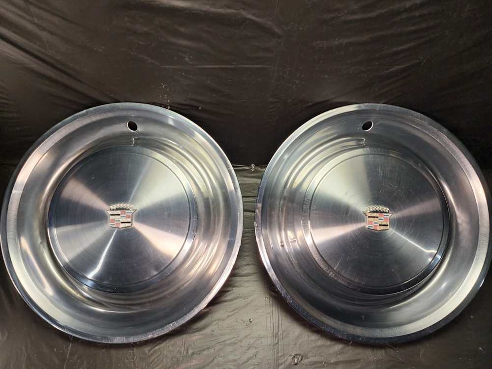 1973 Pair 2 Vintage Original CADILLAC DeVille Fleetwood Wheel Cover Hubcaps OEM