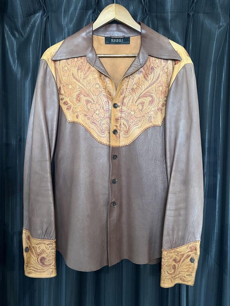 Gucci by Tom Ford 2004 SS Leather Shirt Black