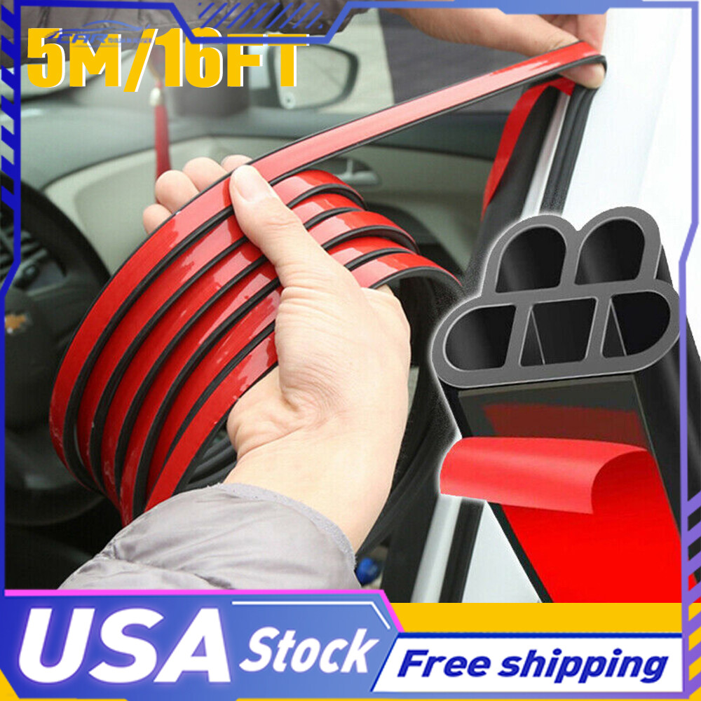 16FT/5M L-Shape Door Car Rubber Seal Strip Hood Trim Edge Moulding Weatherstrip