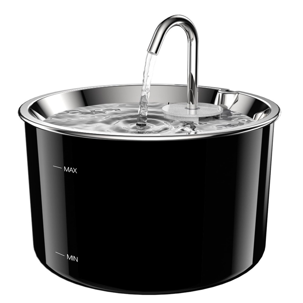 Cat Water Fountain Stainless Steel Lid, 3L/101oz Pet Water Fountain, Dog Wate...
